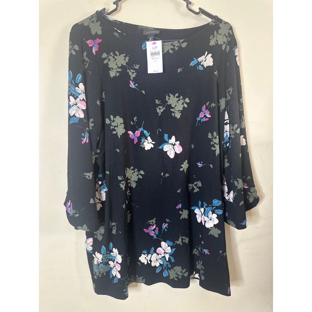 J.Jill Wearever black floral print dress or top in size large B